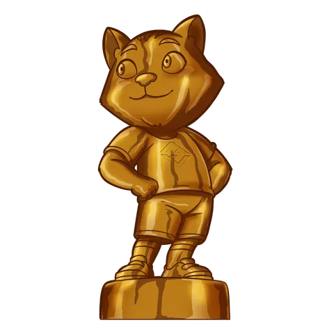 The fresh.win mascot holding a trophy